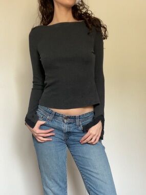 Kimchi Blue Charcoal Ribbed Knit Top